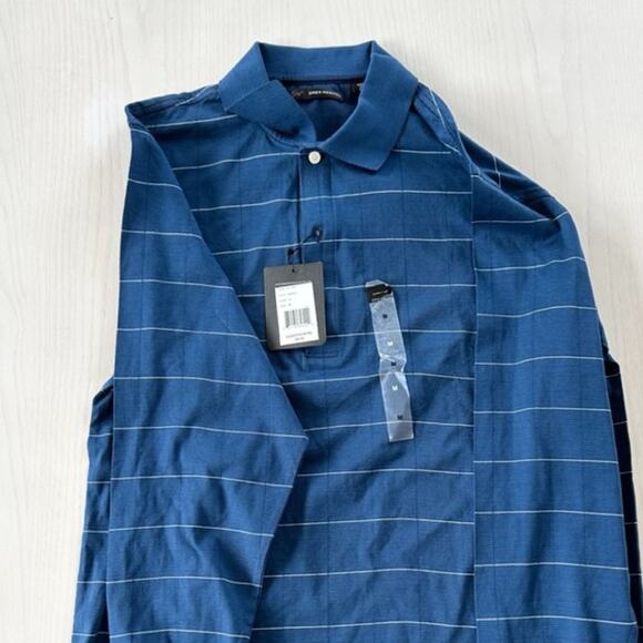 Greg Norman Blue Striped Long Sleeve Polo NWT - Picture 6 of 6